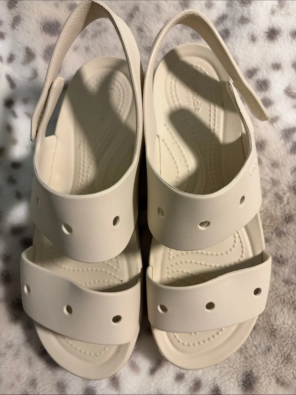 CROCS Cream Platform Slingback Sandals